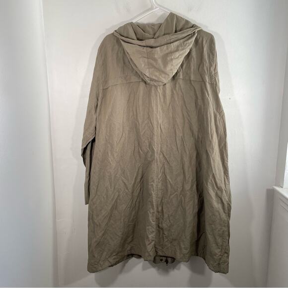 Eileen Fisher Anorak Hooded Jacket Organic Cotton Blend Khaki 1X Lightweight - Picture 11 of 14